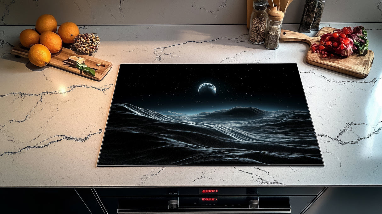 Inductie Beschermer - Afdekmat - Futuristisch Maanlandschap