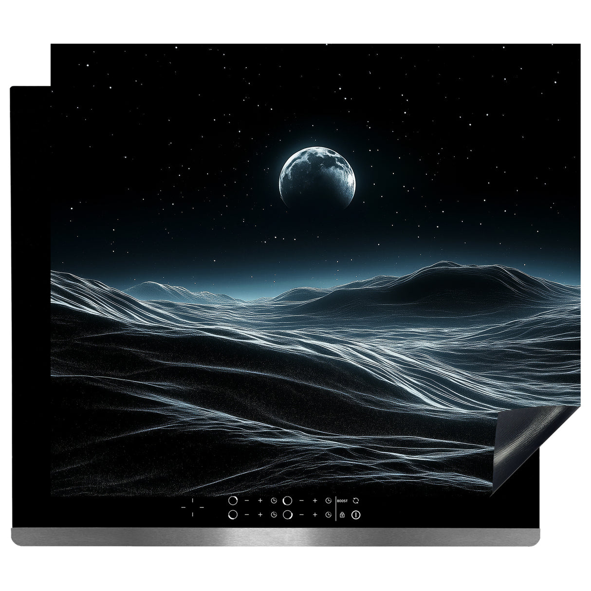 Inductie Beschermer - Afdekmat - Futuristisch Maanlandschap