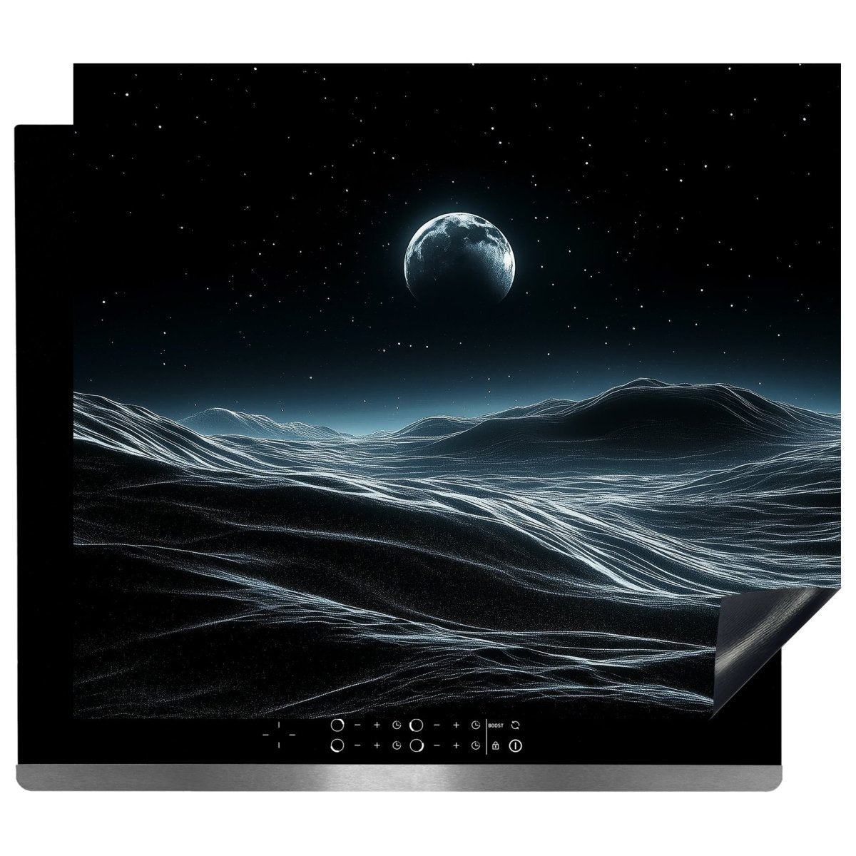 Inductie Beschermer - Afdekmat - Futuristisch Maanlandschap