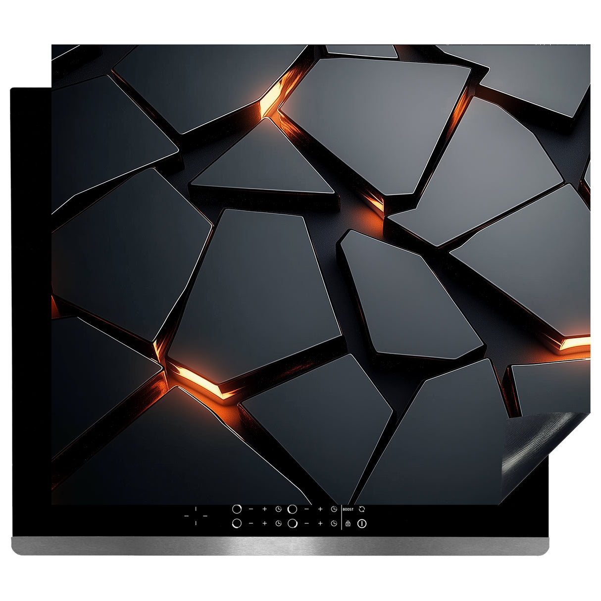 Inductie Beschermer - Afdekmat - Gebroken Zwarte Tegels