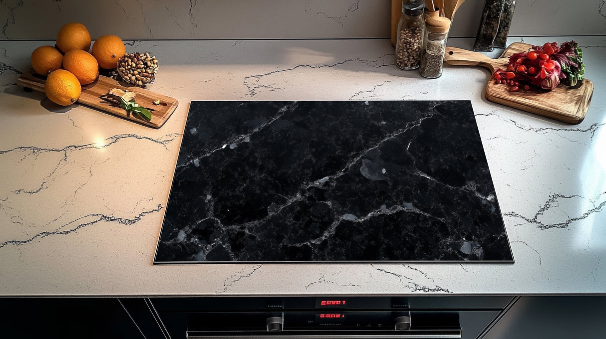 Inductie Beschermer - Afdekmat - Luxe Zwart Composietlook