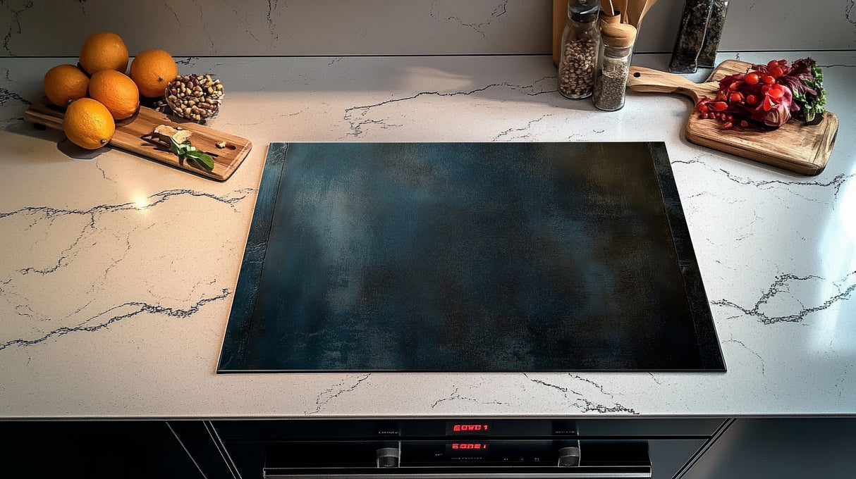 Inductie Beschermer - Afdekmat - Diepblauw Industrieel betonlook
