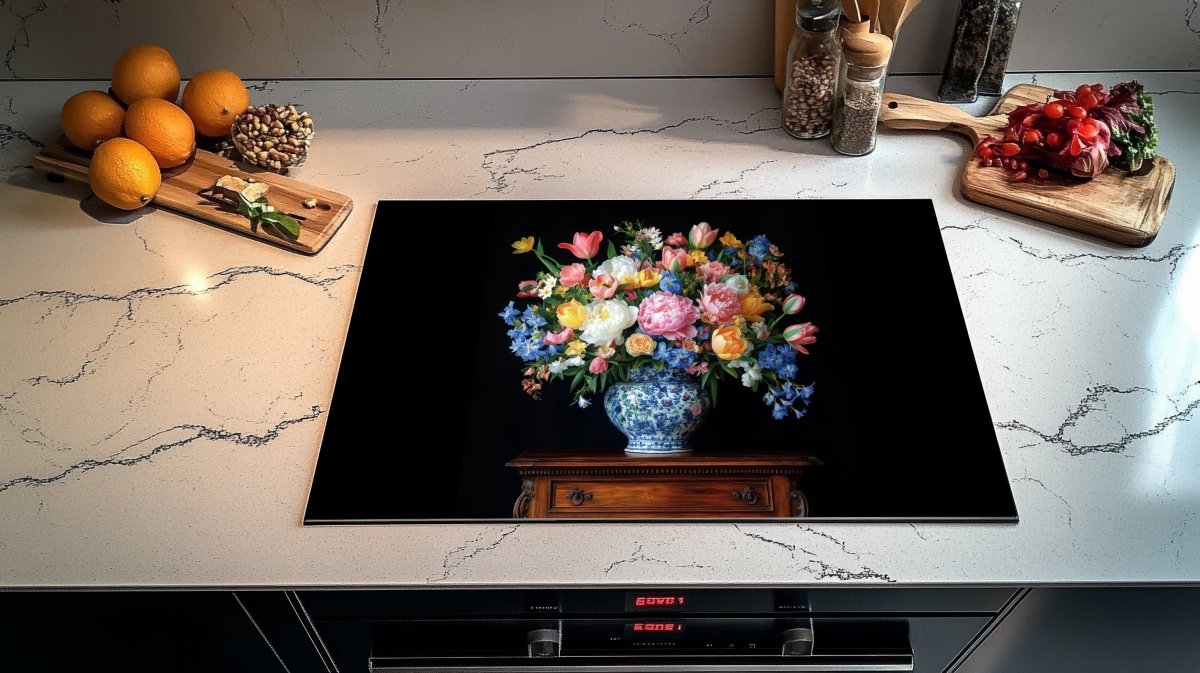 Inductie beschermer - Afdekmat - Kleurrijke Bloemenvaas