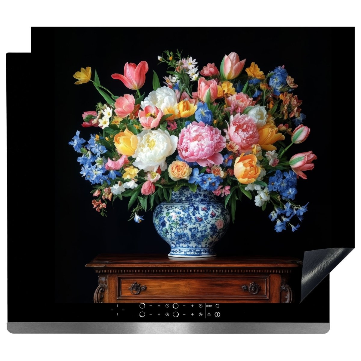 Inductie beschermer - Afdekmat - Kleurrijke Bloemenvaas