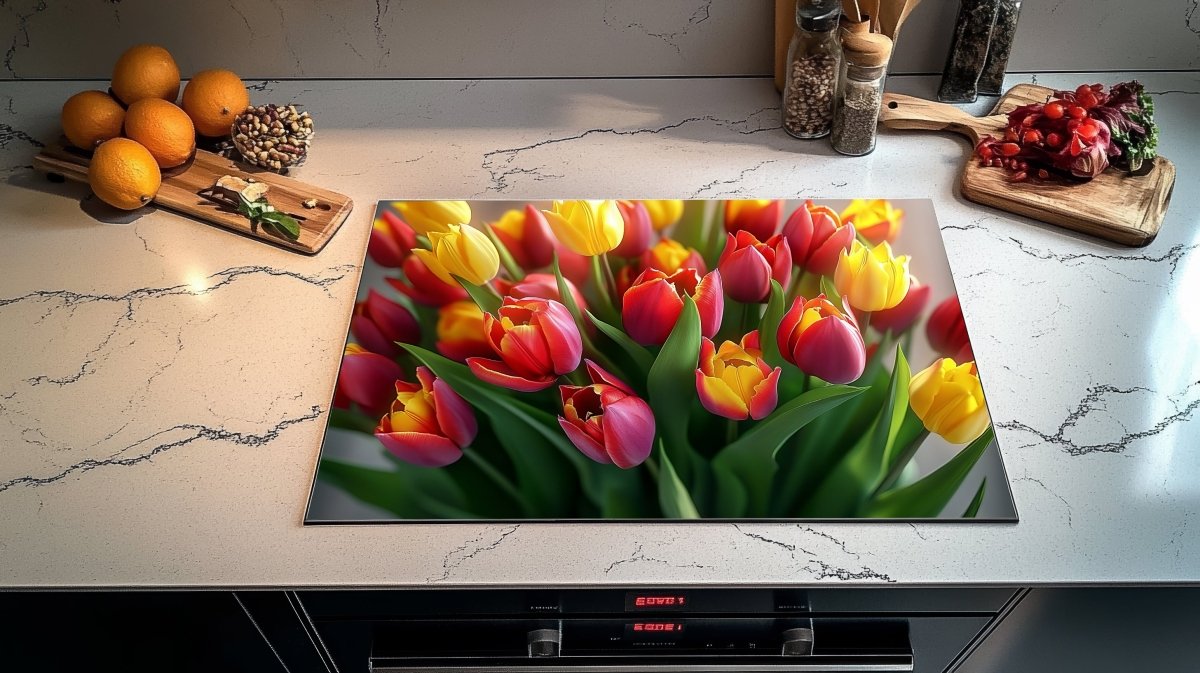 Inductie beschermer - Afdekmat - Kleurrijke Tulpen