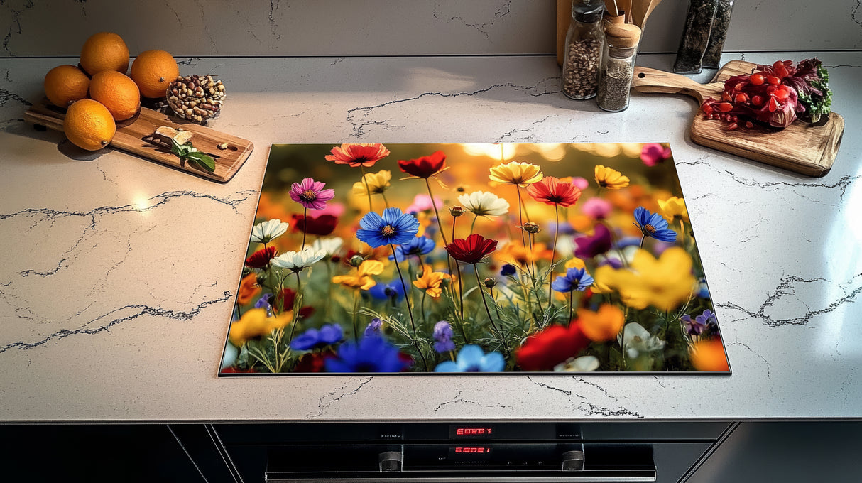 Inductie beschermer - Afdekmat - Veldbloemen Zomer