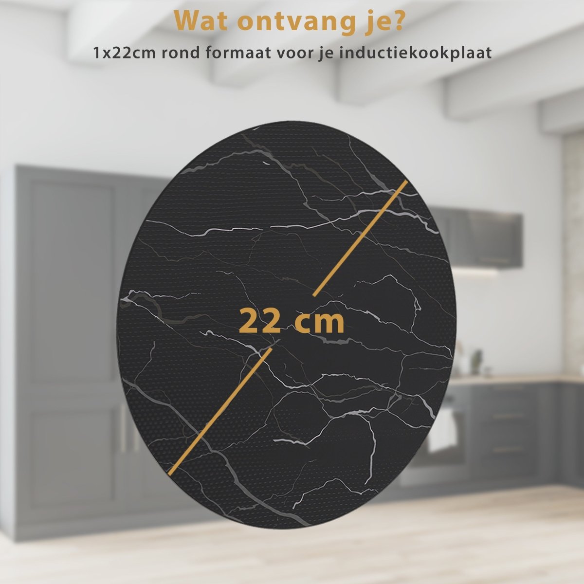 Inductie Beschermer – 1 x Inductie Mat - 22Ø cm - Marmer