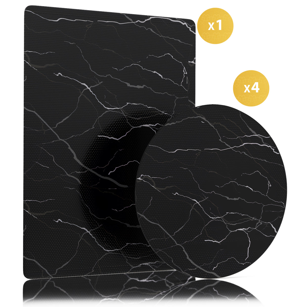 Inductie Beschermer Set Marmer – 5 Stuks | 2 Maten – Anti-Kras & Anti-Slip