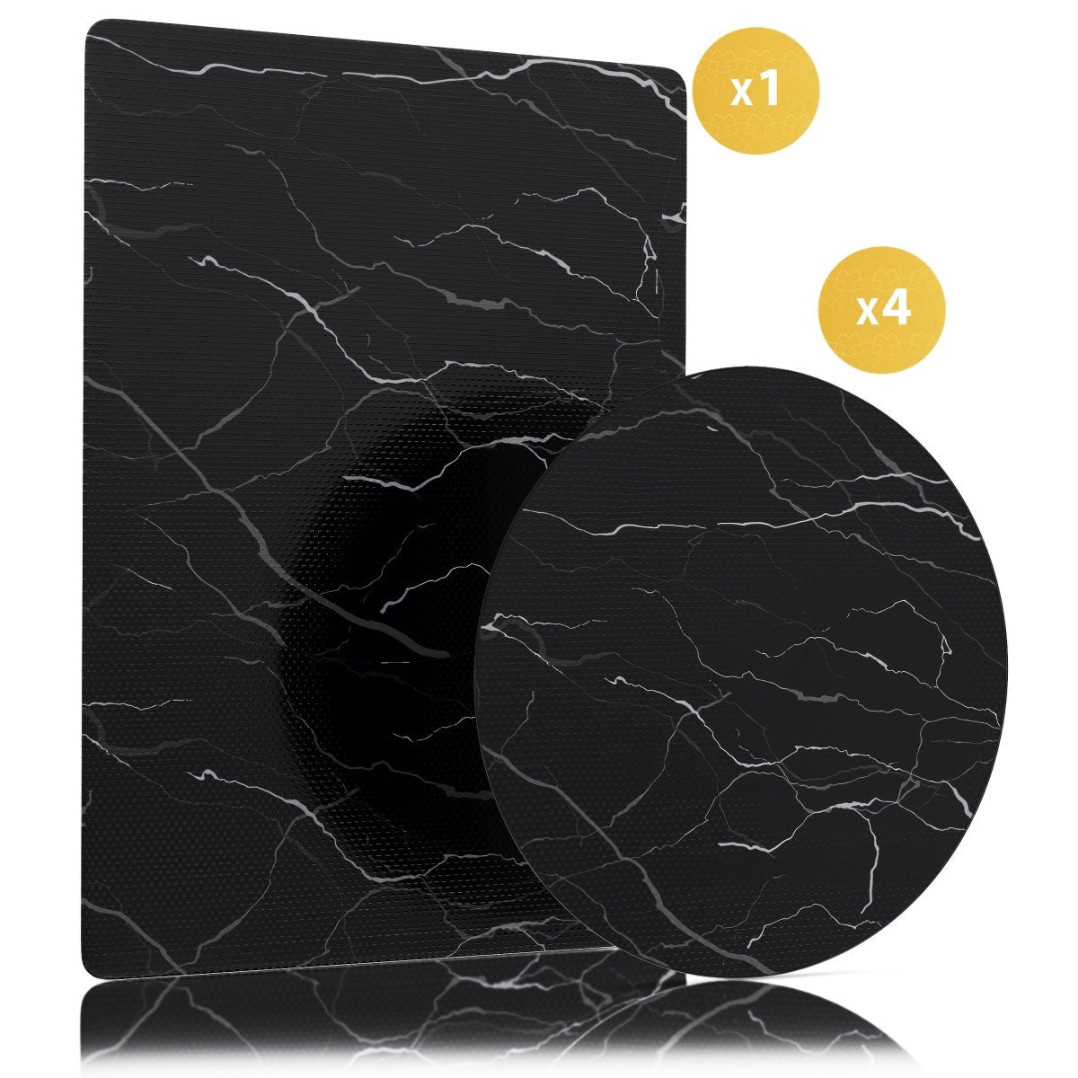 Inductie Beschermer Set Marmer – 5 Stuks | 2 Maten – Anti-Kras & Anti-Slip