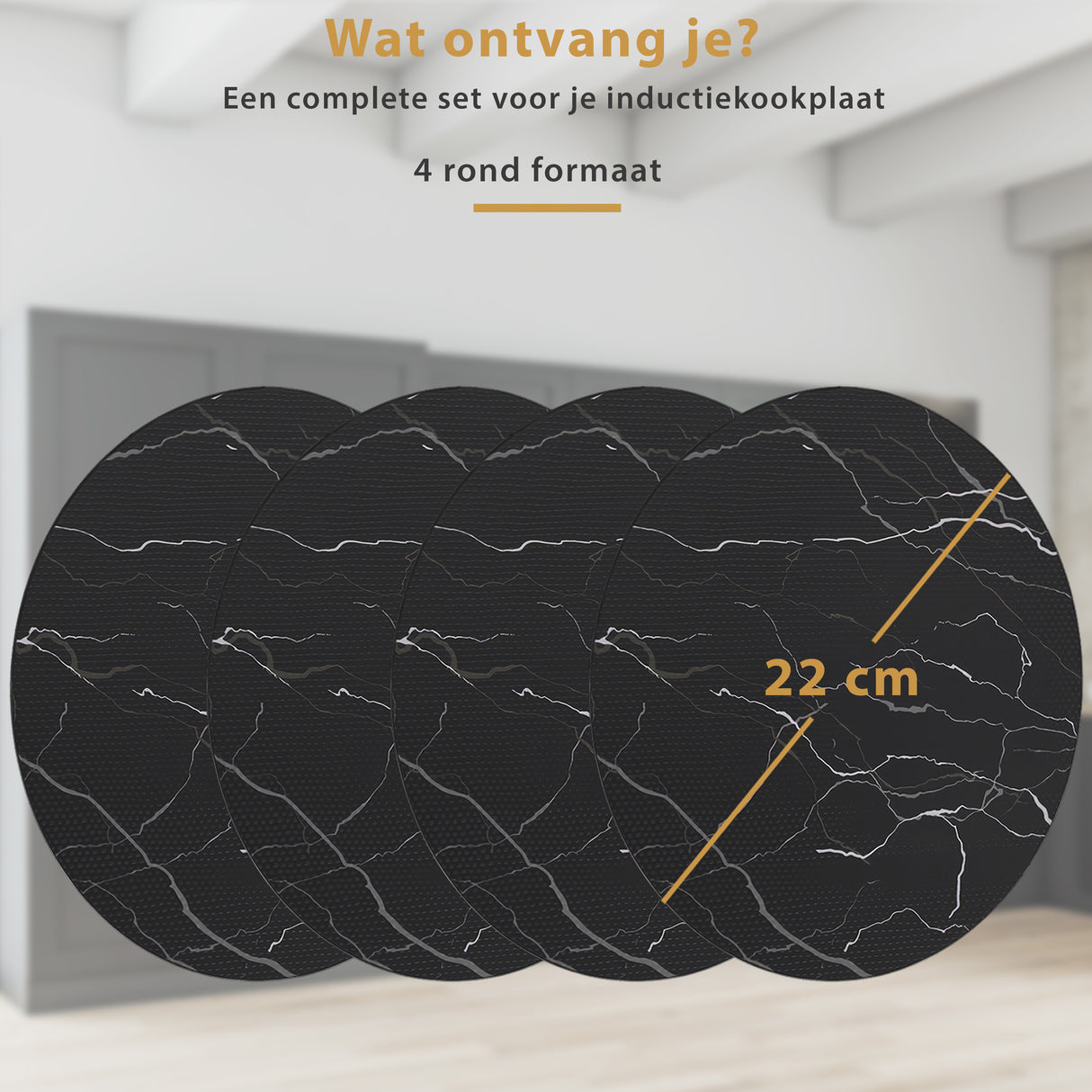 Inductie Beschermer Set Marmer – 4 Stuks 22Ø