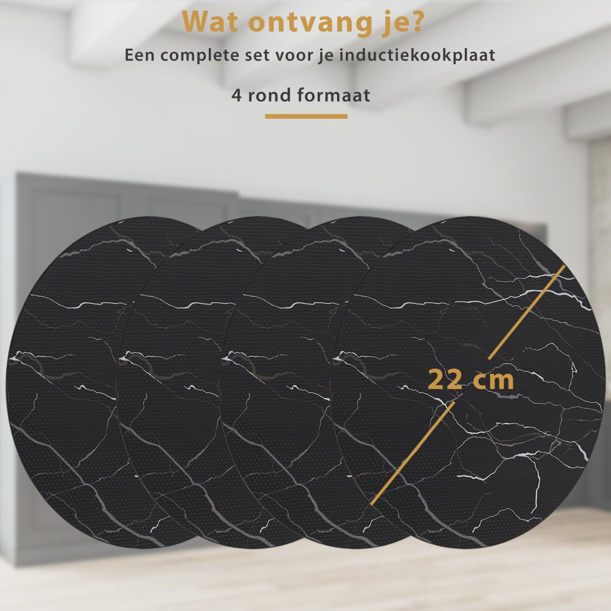 Inductie Beschermer Set Marmer – 4 Stuks 22Ø