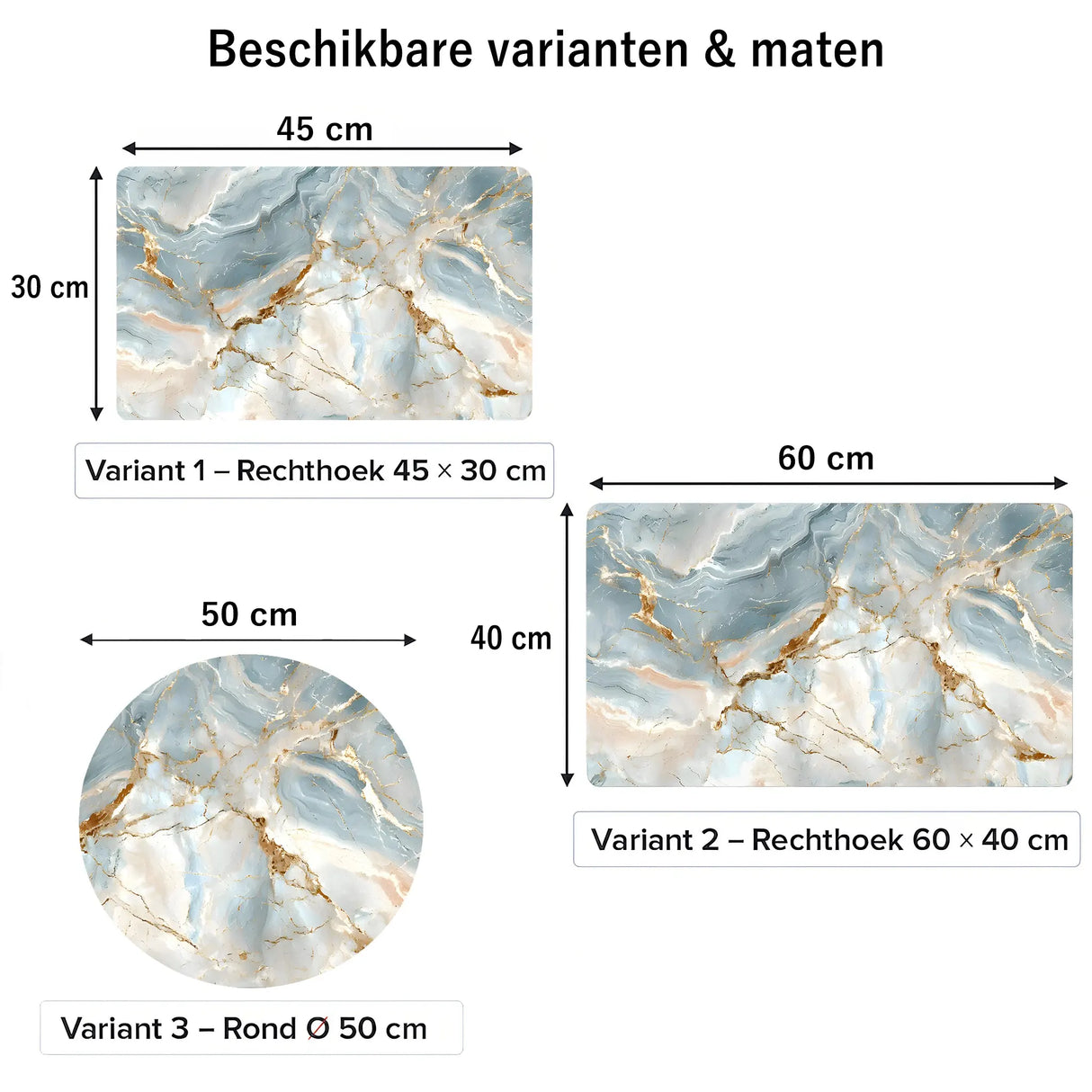 Luxe Vinyl Placemats Van Kunststof – Azure Marble