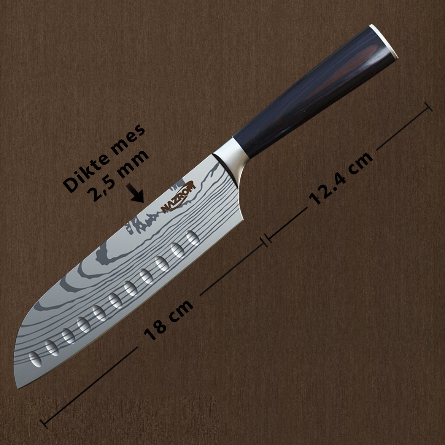 Japans Santokumes 18 cm – Vlijmscherp Koksmes met Ergonomisch Handvat & Luxe Geschenkdoos