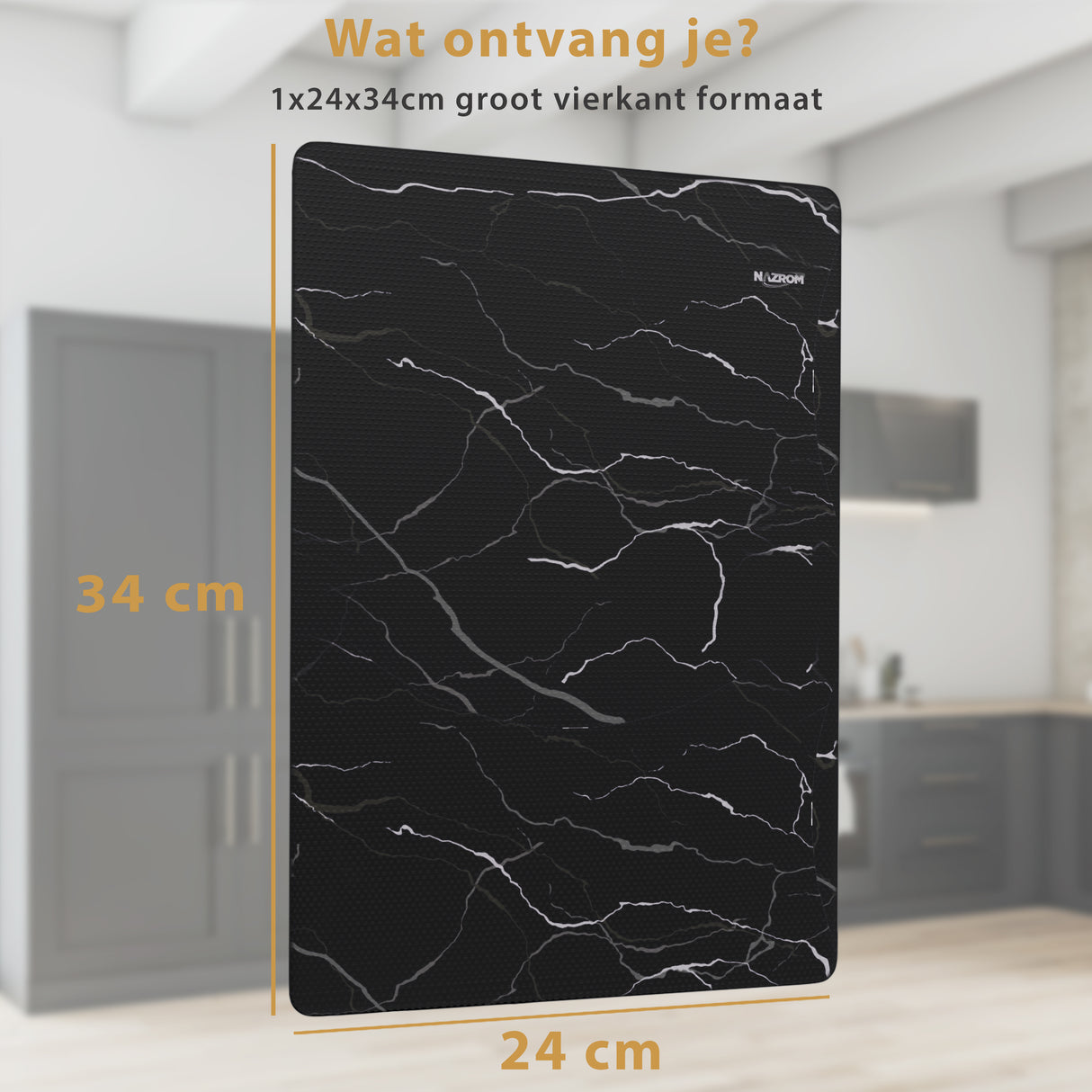 Inductie Beschermer Set Marmer – 2 Stuks 24x34 cm – Anti-Kras & Anti-Slip