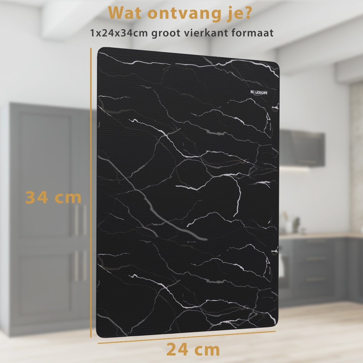 Inductie Beschermer Set Marmer – 2 Stuks 24x34 cm – Anti-Kras & Anti-Slip