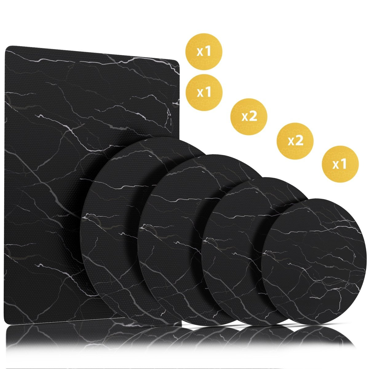 Inductie Beschermer Set Marmer – 7 Stuks | 5 Maten – Anti-Kras & Anti-Slip