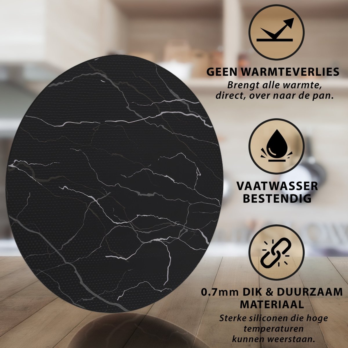 Inductie Beschermer Set Marmer – 7 Stuks | 5 Maten – Anti-Kras & Anti-Slip