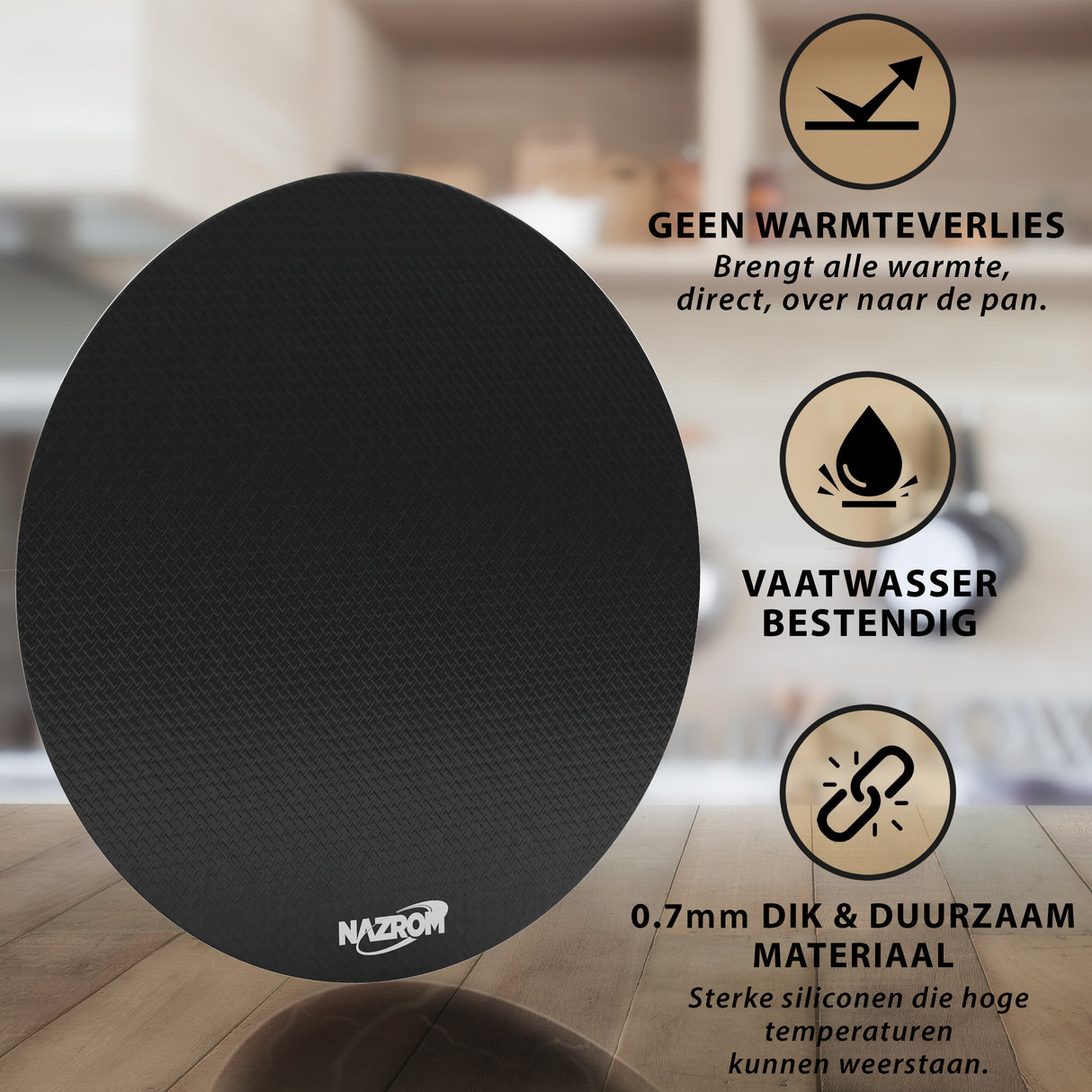 Inductie Beschermer Zwart – 1 Stuk 22Ø cm