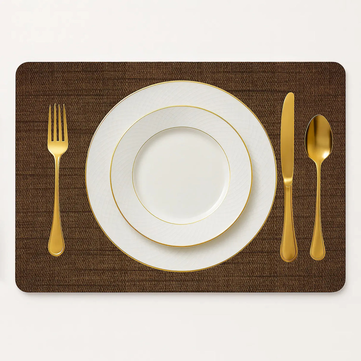 Kunststof placemats bruin met bestek