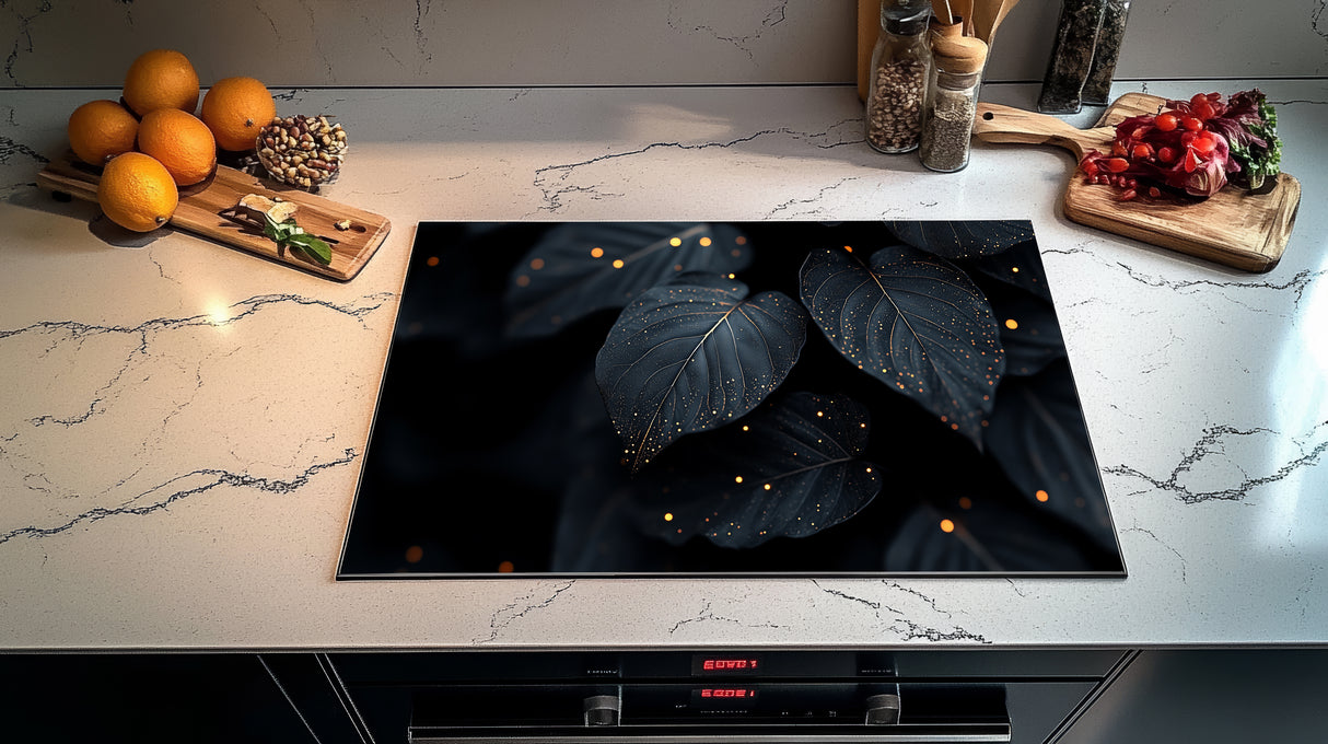 Inductie Beschermer - Afdekmat - Zwarte Bladeren