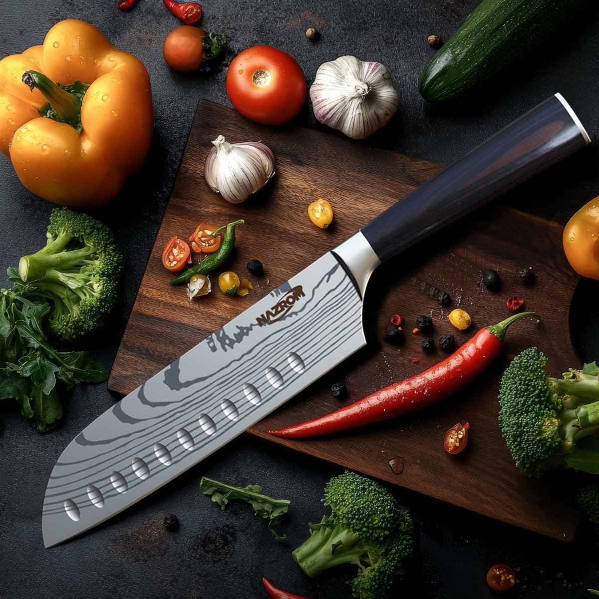 Japans Santokumes 18 cm – Vlijmscherp Koksmes met Ergonomisch Handvat & Luxe Geschenkdoos