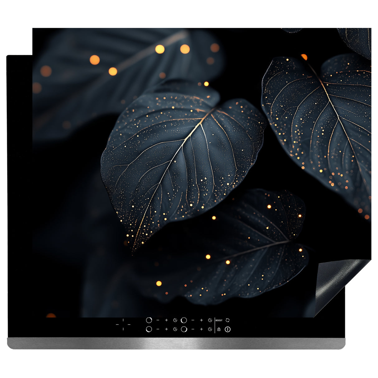 Inductie Beschermer - Afdekmat - Zwarte Bladeren