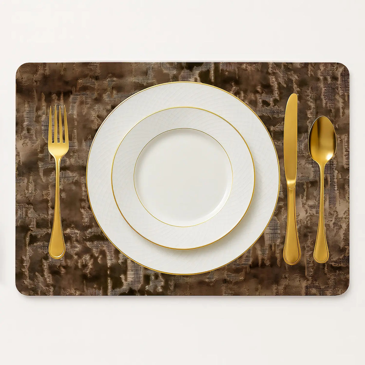 Luxe Vinyl Placemats Van Kunststof – Bronze Elegance