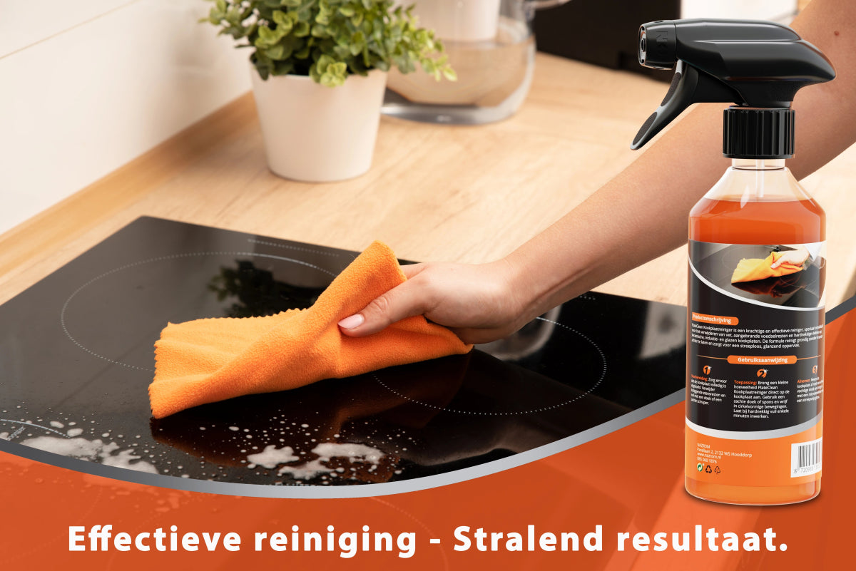 Kookplaat polijsten met glasdoek voor effectieve reiniging en stralend streeploos resultaat