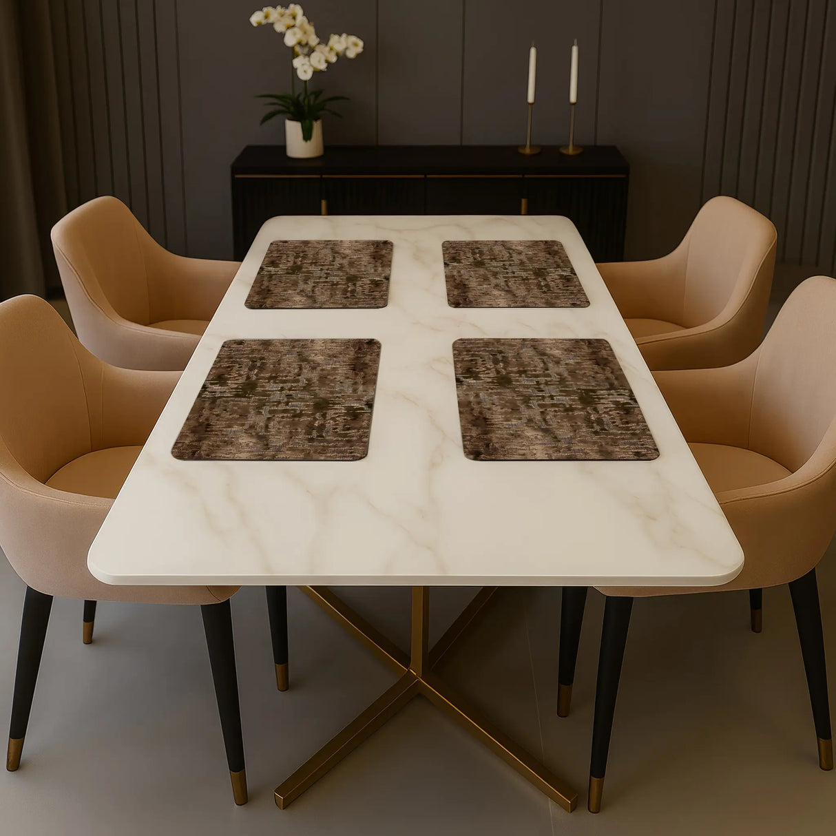 Luxe Vinyl Placemats Van Kunststof – Bronze Elegance