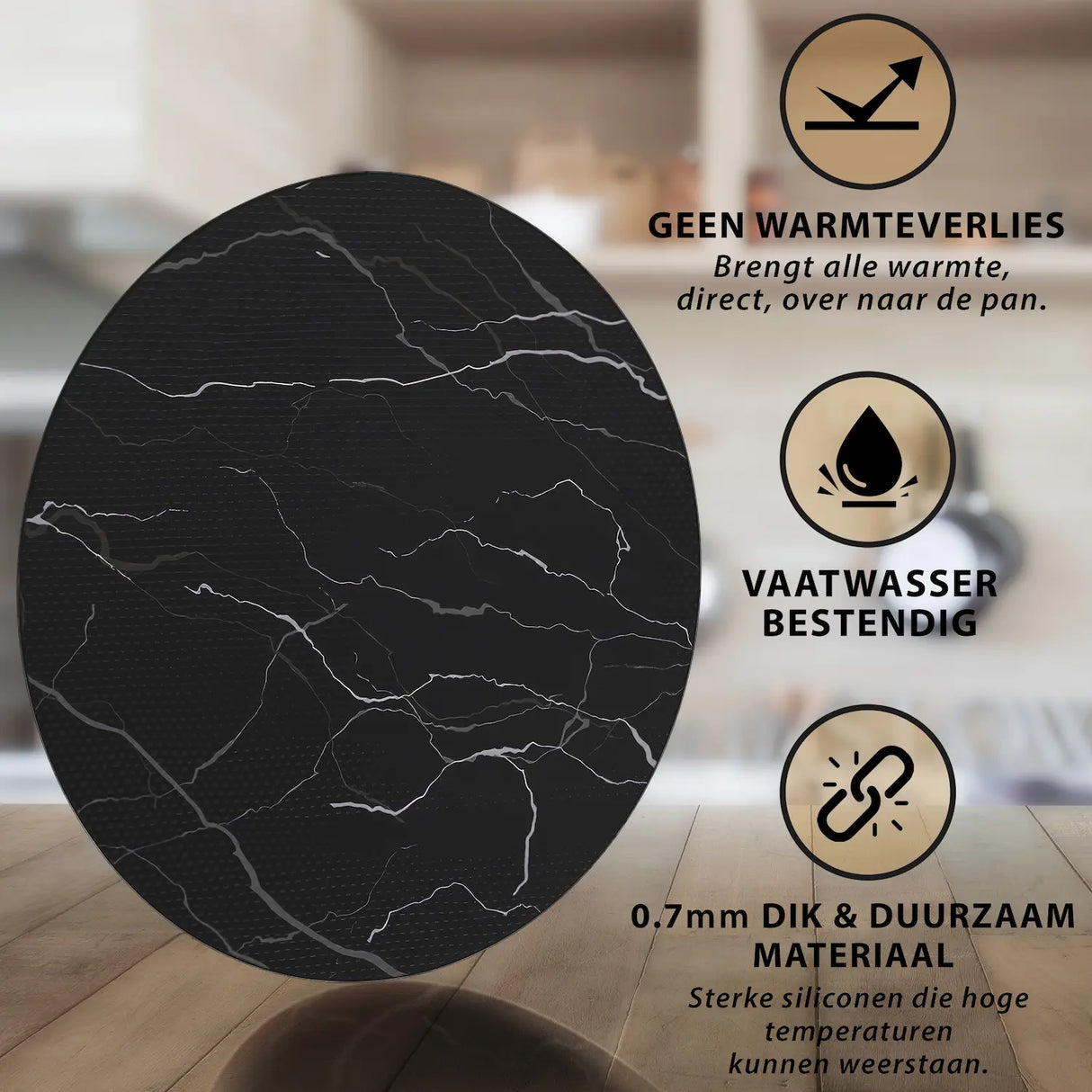 NAZROM® Inductie Beschermer – 1 x Inductie Mat - 32Ø cm - Marmer Inductiemat NAZROM