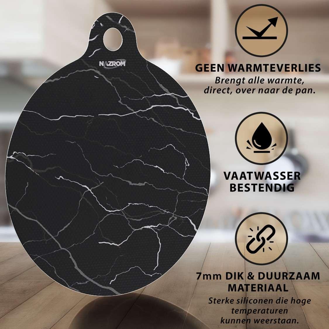 NAZROM® Inductie Beschermer – Inductie Mat – 1 Stijlvolle Set inductie afdekplaat - 2 Stuks Inductiemat NAZROM