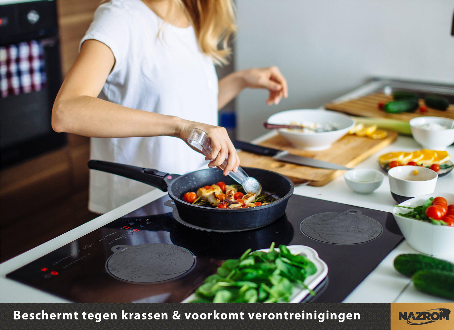 NAZROM® Inductie Beschermer – Inductie Mat - Stijlvolle Set Inductie Matten - 5 Stuks – 3 Maten - Elegant Grijs NAZROM