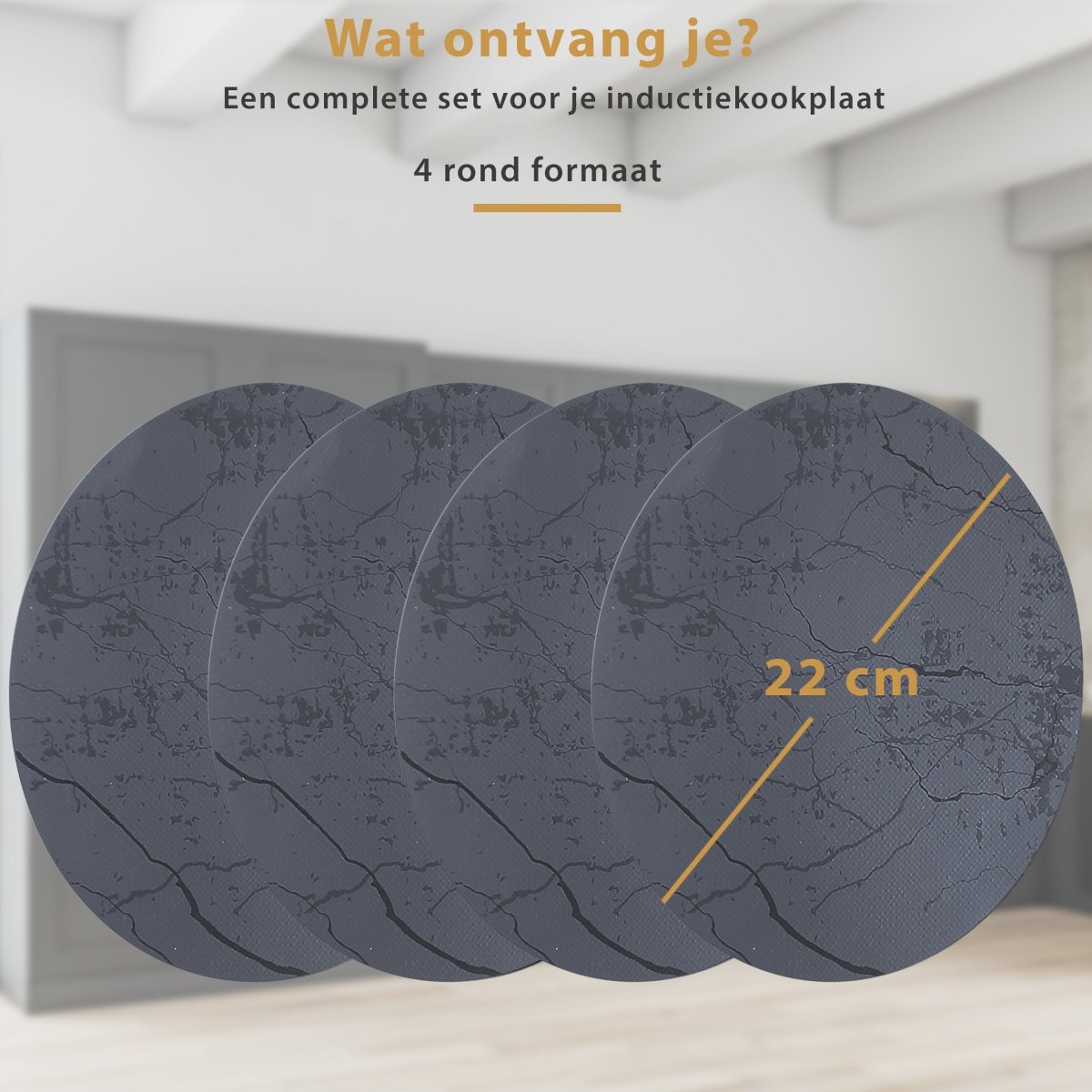 Inductie Beschermer Set Elegant Grijs – 4 Stuks 22Ø cm