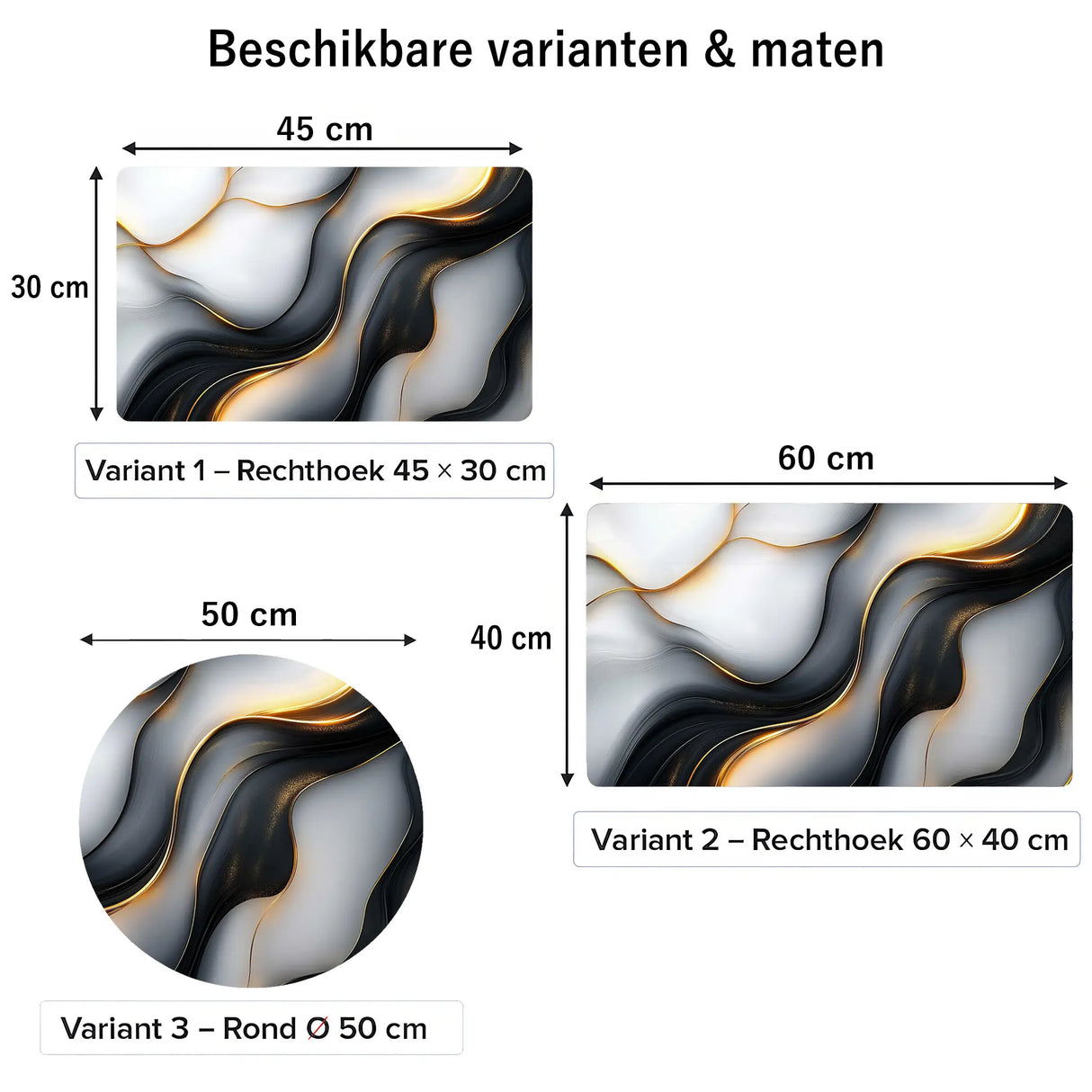 Placemat kunststof marmer goud afmetingen 45x30 cm