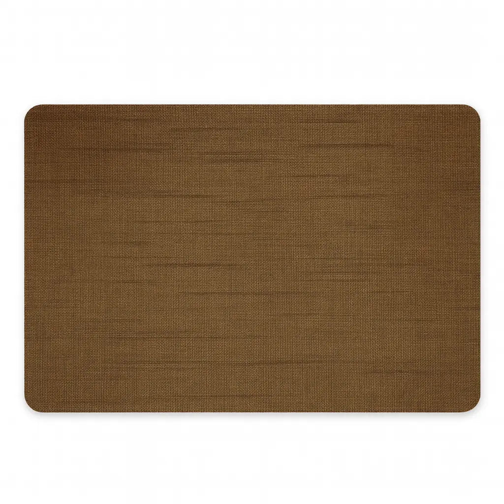 Vinyl placemat van kunststof in warm bruin geweven design met antislip en waterdichte afwerking