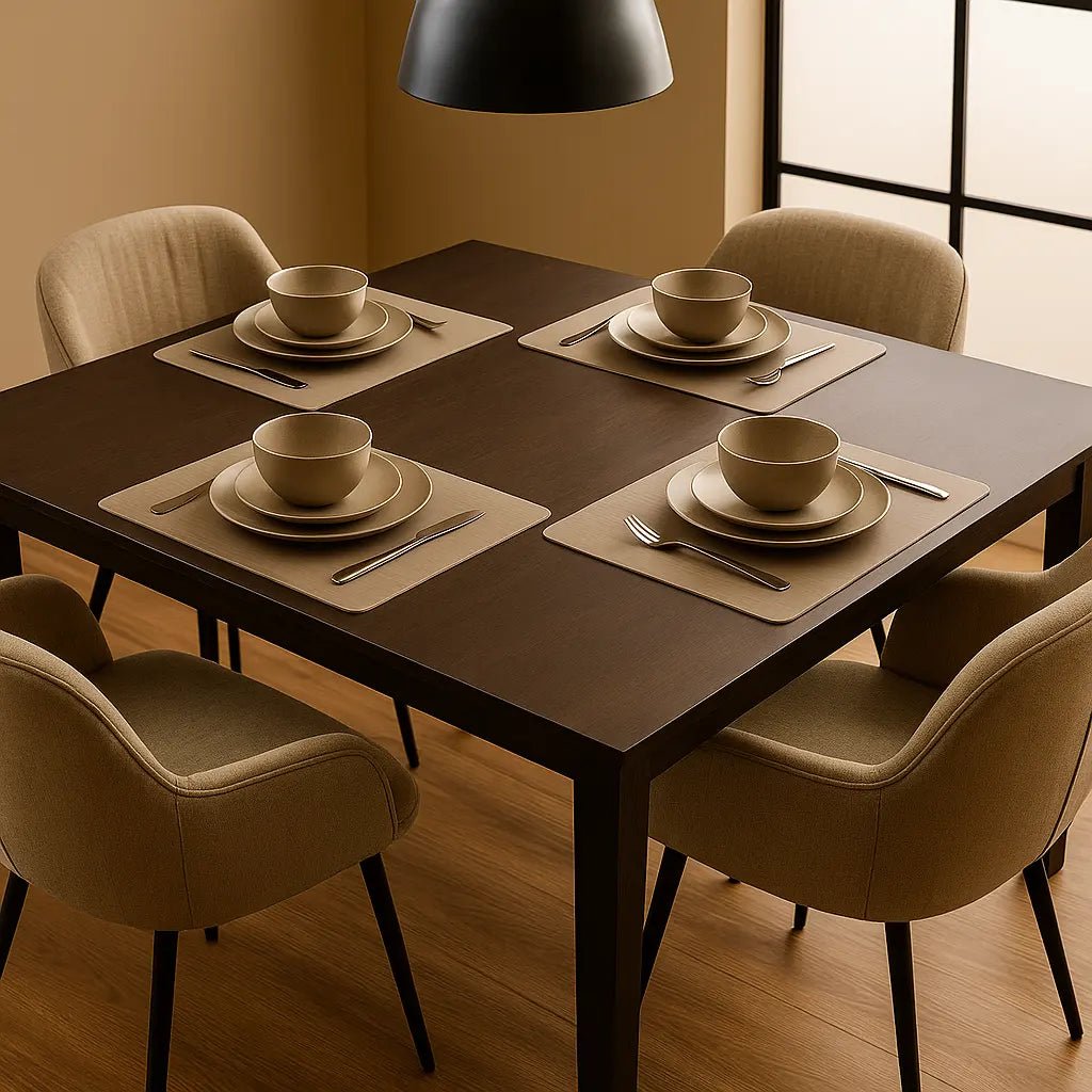 placemats kunststof op moderne eettafel met servies - rechthoekig 45x30 cm