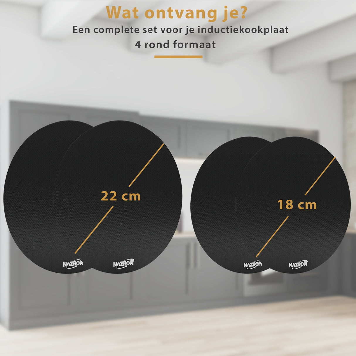 Inductie Beschermer – Inductie Mat - Stijlvolle Set Inductie Matten - 4 Stuks – 2 Maten - Zwart