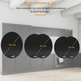 Inductie Beschermer – Inductie Mat - Stijlvolle Set Inductie Matten - 5 Stuks – 3 Maten - Zwart