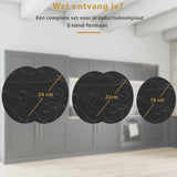 Inductie Beschermer – Inductie Mat - Stijlvolle Set Inductie Matten - 5 Stuk – 3 Maten - Marmer