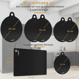 Inductie Beschermer Set Zwart – 7 Stuks | 5 Maten – Anti-Kras & Anti-Slip