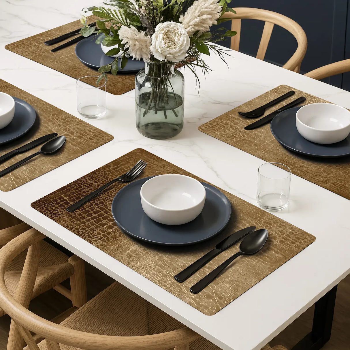 Luxe Vinyl Placemats Van Kunststof – Golden Croco