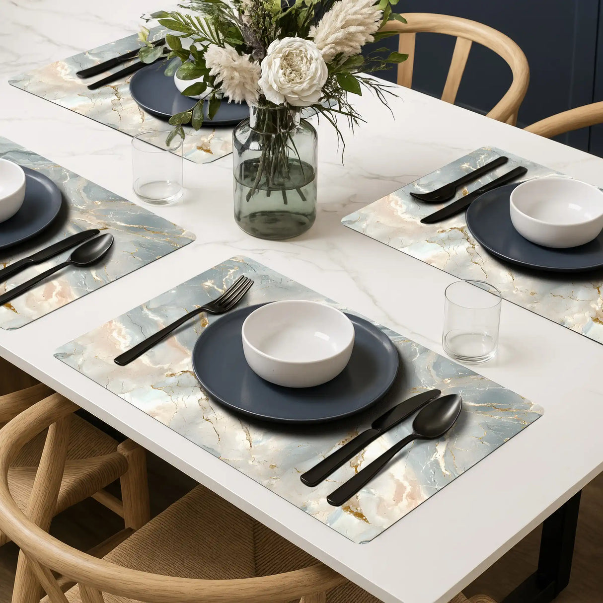 Luxe Vinyl Placemats Van Kunststof – Azure Marble
