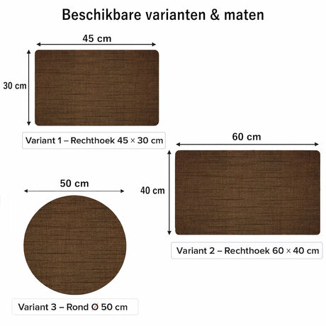 Maattabel placemats bruin linnen look