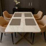 Luxe Vinyl Placemats Van Kunststof – Taupe Ribbelstructuur, Rond & Rechthoek