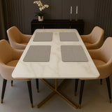 Luxe Vinyl Placemats Van Kunststof – Licht Taupe Ribbelstructuur, Rond & Rechthoek