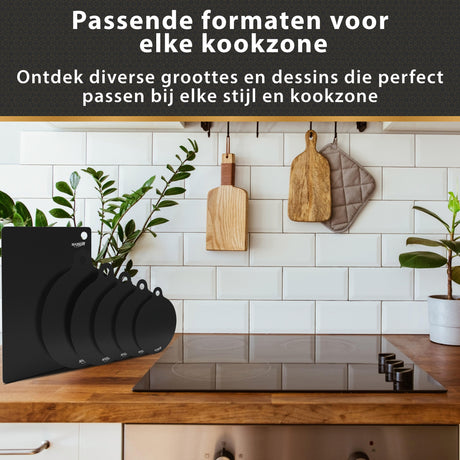 NAZROM® Inductie Beschermer – Inductie Mat - Stijlvolle Set Inductie Matten - 5 Stuks – 3 Maten - Zwart - NAZROM