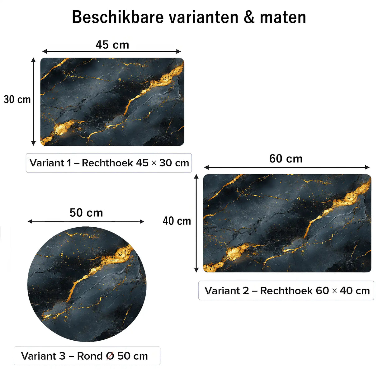Placemat kunststof marmer goud afmetingen 45x30 cm