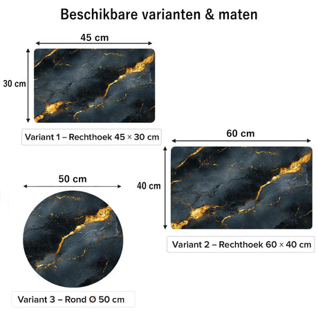 Placemat kunststof marmer goud afmetingen 45x30 cm