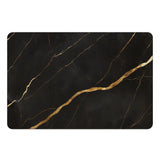 Vinyl placemat van kunststof met zwart marmer en gouden aders