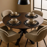 Ronde vinyl placemats van kunststof met zwart marmerdesign en gouden aders